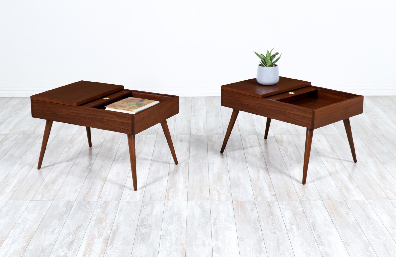 Mid-Century Modern John Keal Model-84 Side Tables for Brown Saltman