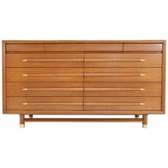 John Keal Mr. & Mrs. Chest of Drawers in Walnut with Brass Sabots, 1950s