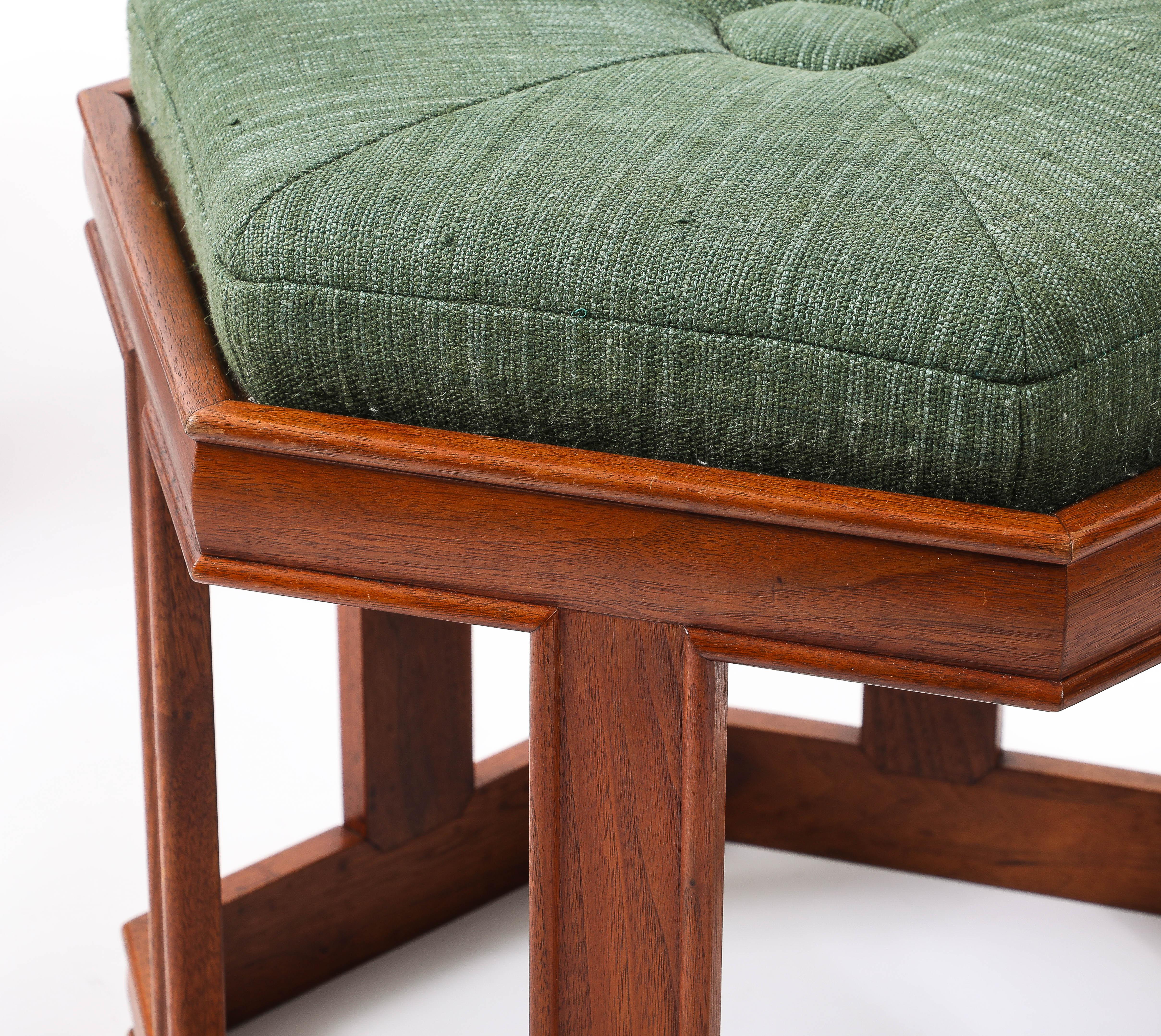 John Keal Octagonal Stools in Walnut, USA 1950's For Sale 3