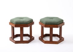 John Keal Octagonal Stools in Walnut, USA 1950's