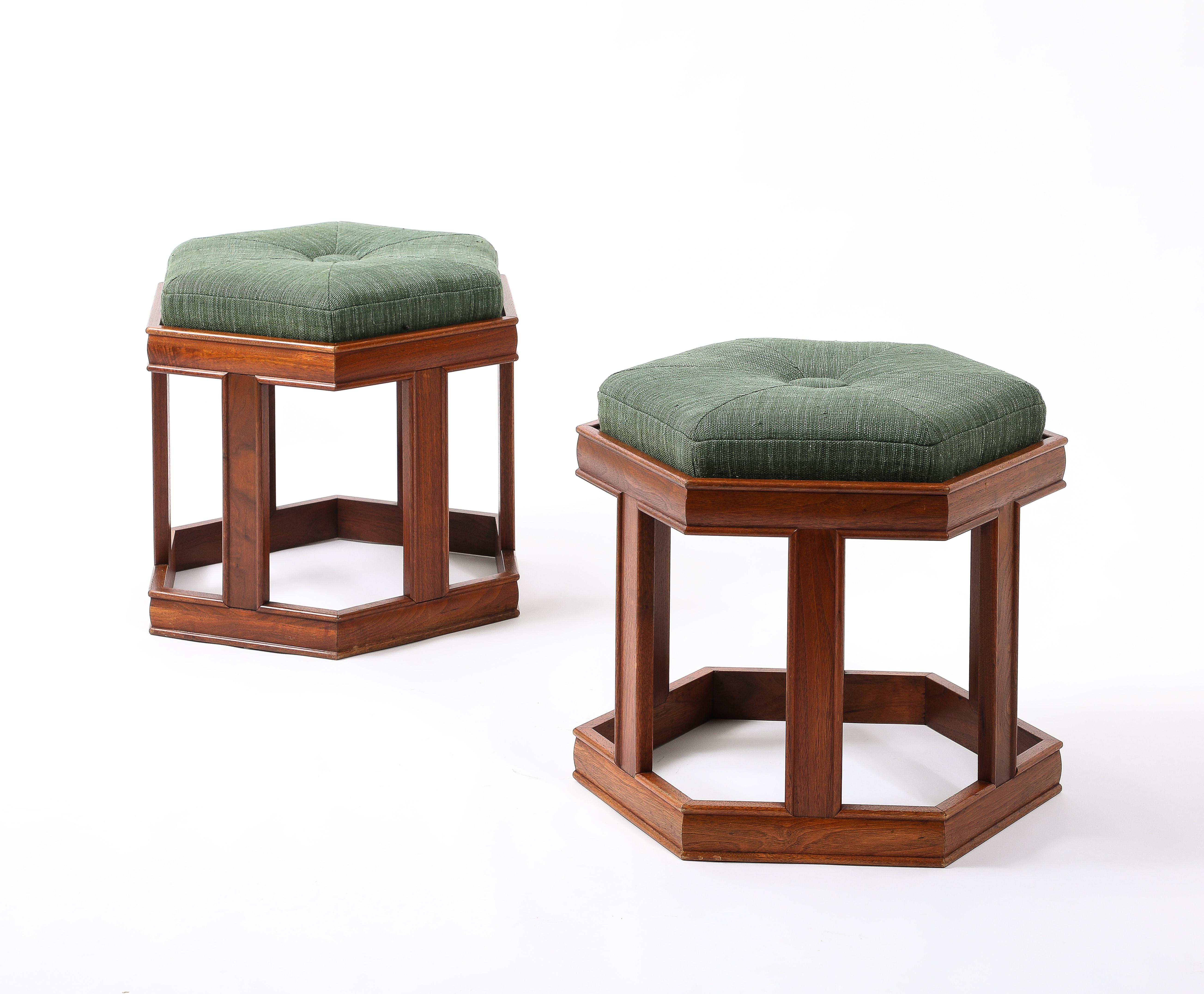 John Keal Octagonal Stools in Walnut, USA 1950's For Sale 1