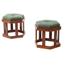 John Keal Octagonal Stools in Walnut, USA 1950's