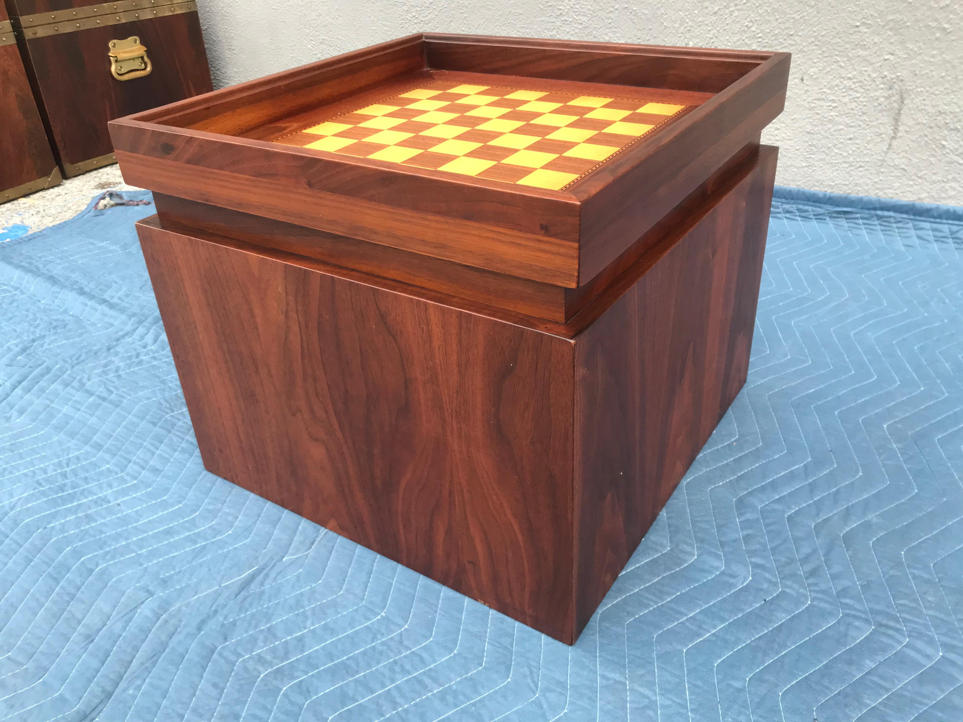 Woodwork John Keal Reversible Chess Top Storage Table, 1960s