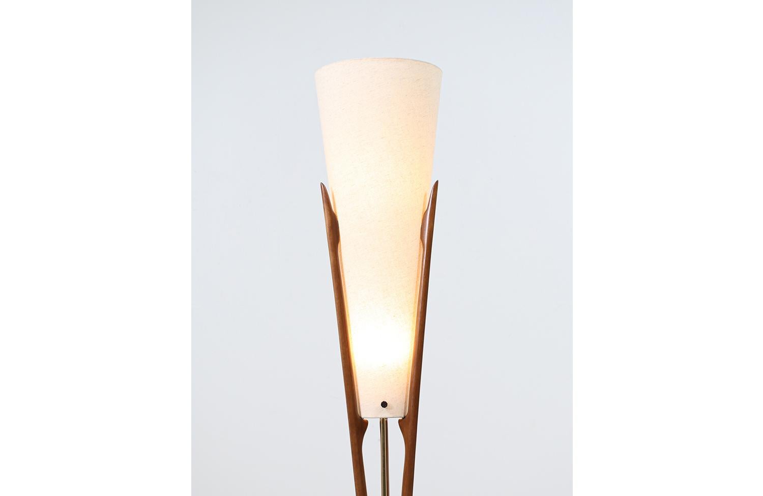 Mid-Century Modern John Keal Sculpted Trident-Style Floor Lamp for Modeline