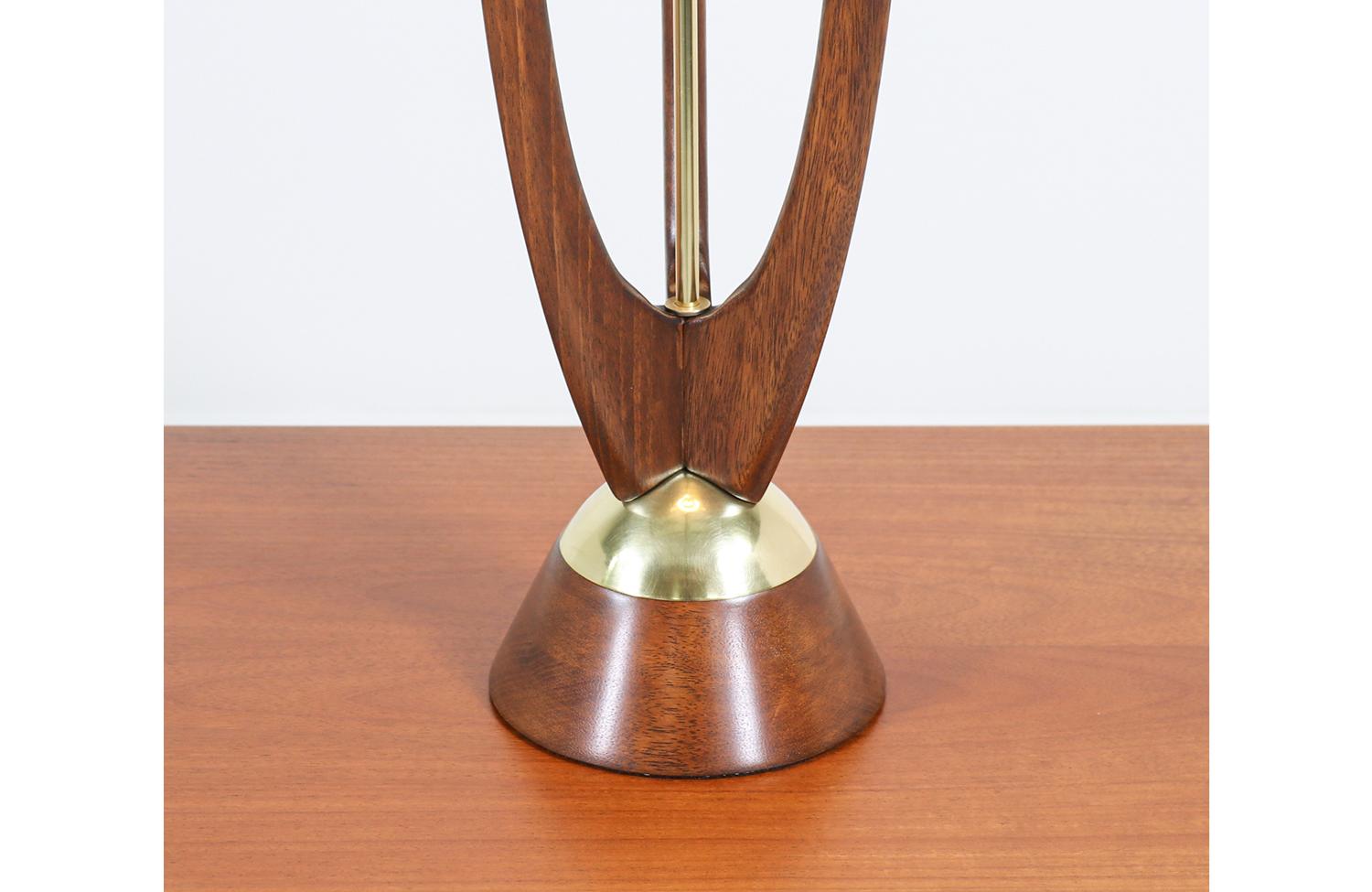 American John Keal Sculpted Walnut and Brass Table Lamp for Modeline