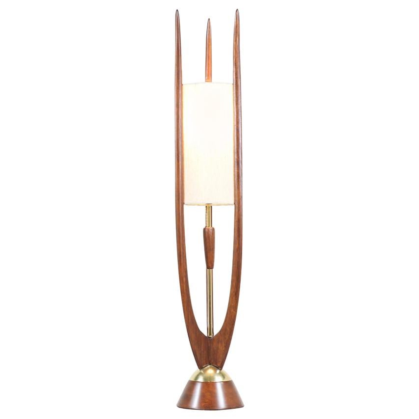 John Keal Sculpted Walnut and Brass Table Lamp for Modeline
