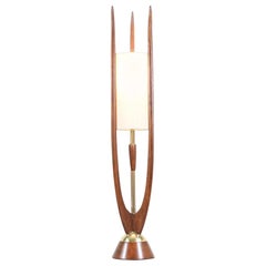 John Keal Sculpted Walnut and Brass Table Lamp for Modeline