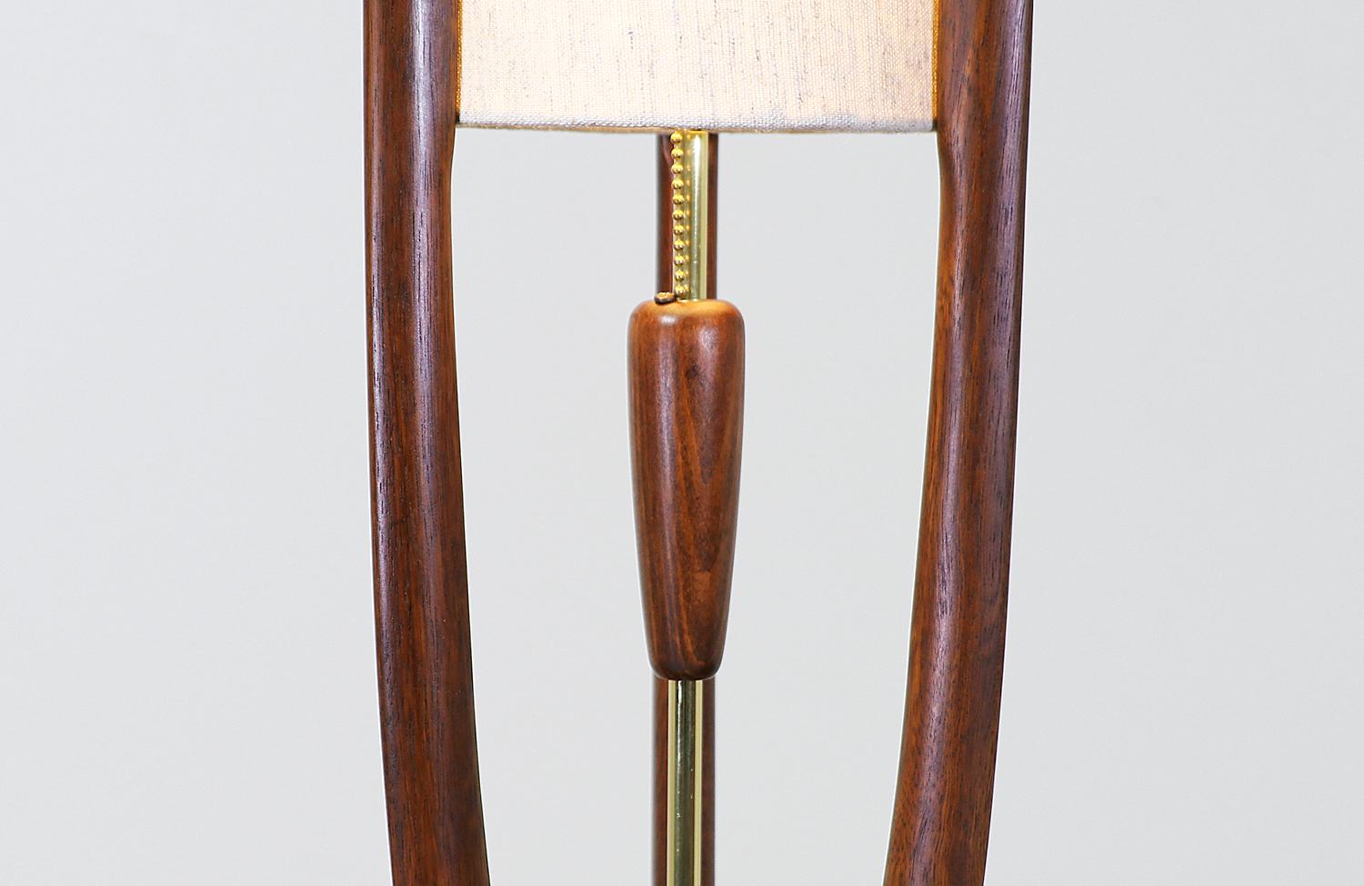 Mid-Century Modern John Keal Sculpted Walnut Table Lamp for Modeline