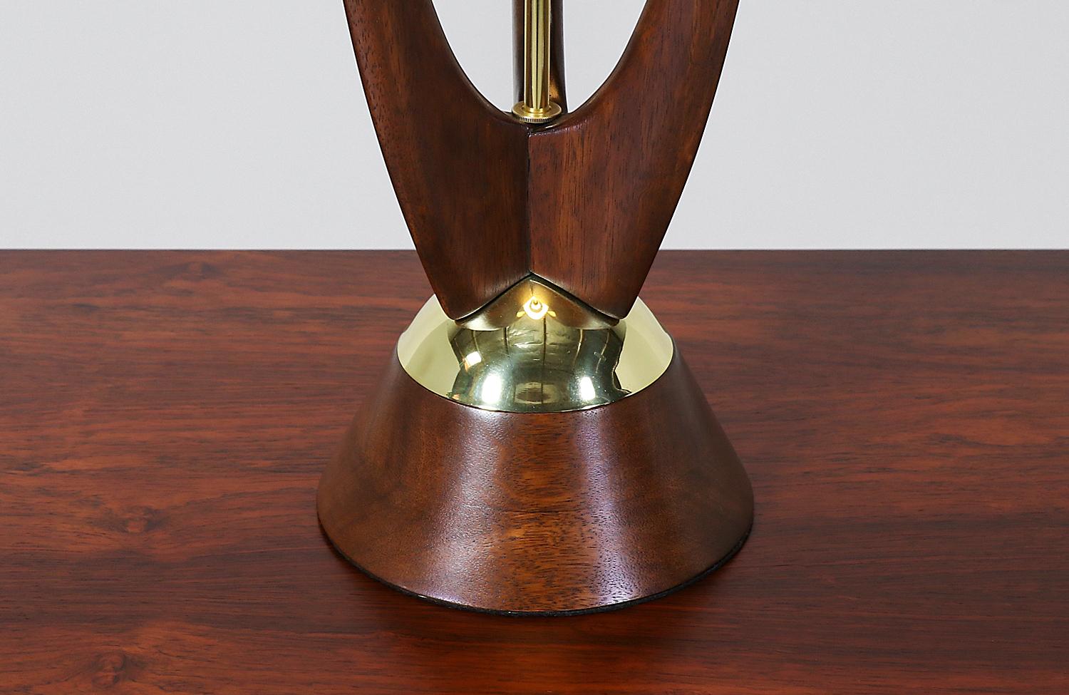 Polished John Keal Sculpted Walnut Table Lamp for Modeline