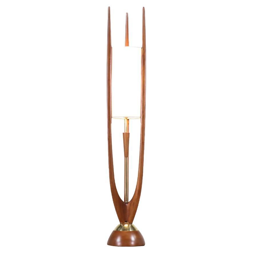 John Keal Sculpted Walnut Trident-Style Table Lamp for Modeline