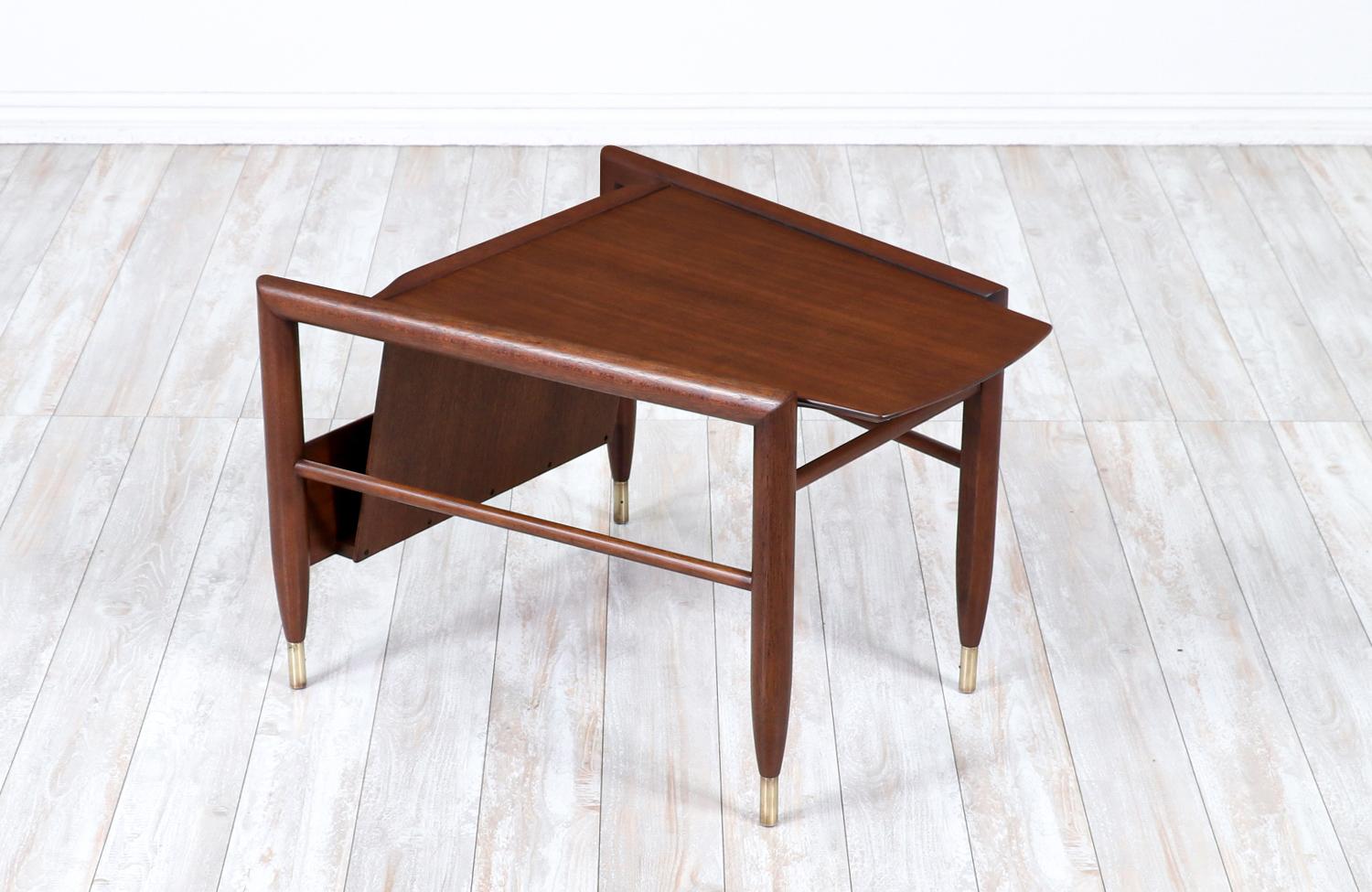 Mid-Century Modern Expertly Restored - John Keal Side Table with Magazine Holder for Brown Saltman For Sale