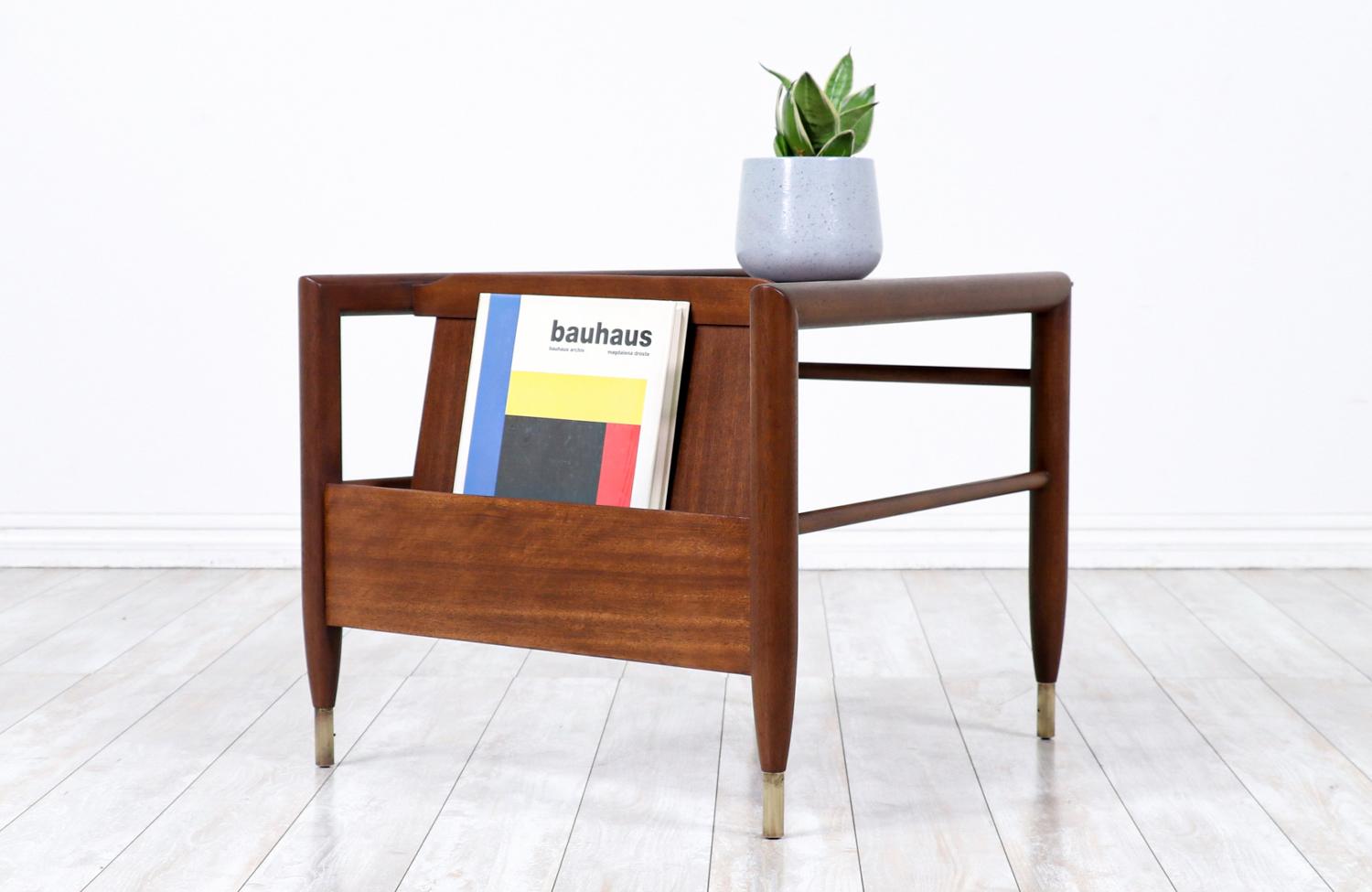 American Expertly Restored - John Keal Side Table with Magazine Holder for Brown Saltman