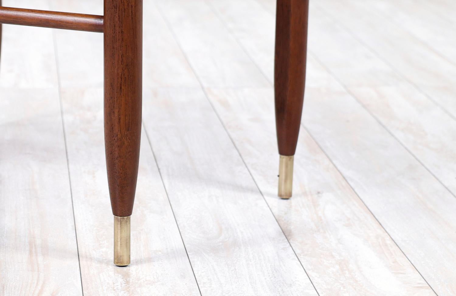 Brass Expertly Restored - John Keal Side Table with Magazine Holder for Brown Saltman