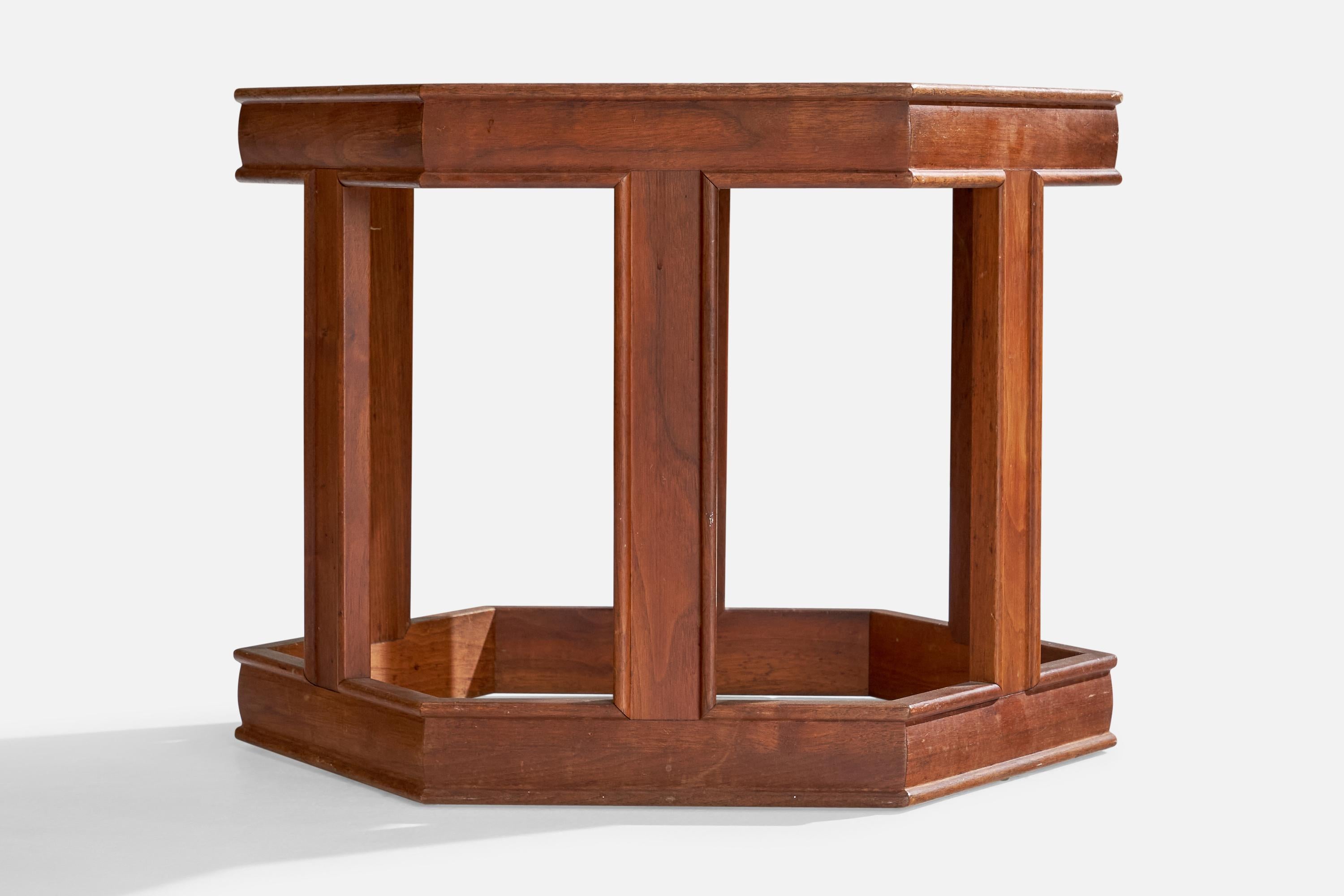 John Keal, Beistelltische, Nussbaum, Stein, Glas, USA, 1960er Jahre (Mitte des 20. Jahrhunderts) im Angebot