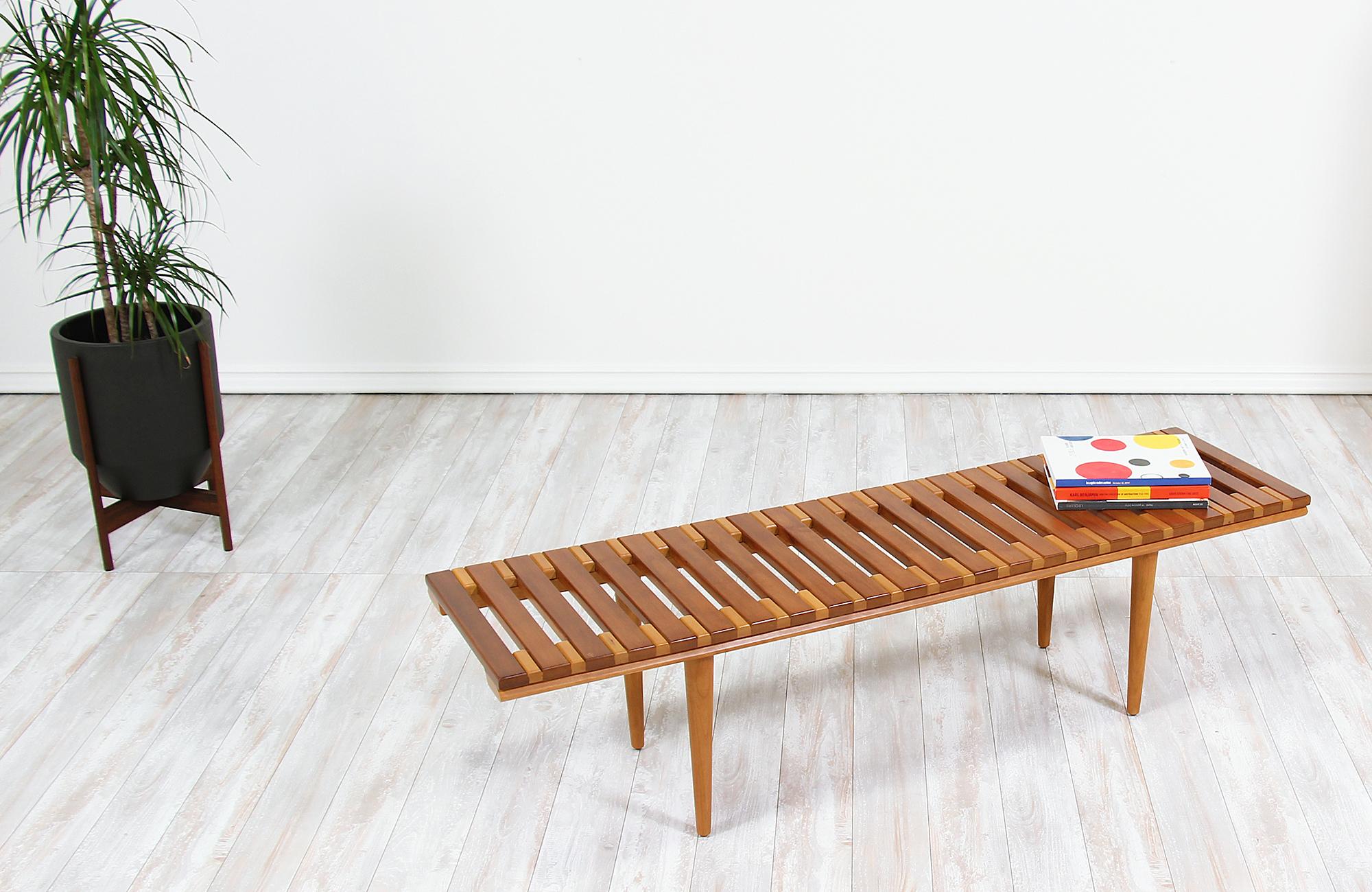 John Keal Slatted Bench for Brown Saltman In Excellent Condition In Los Angeles, CA