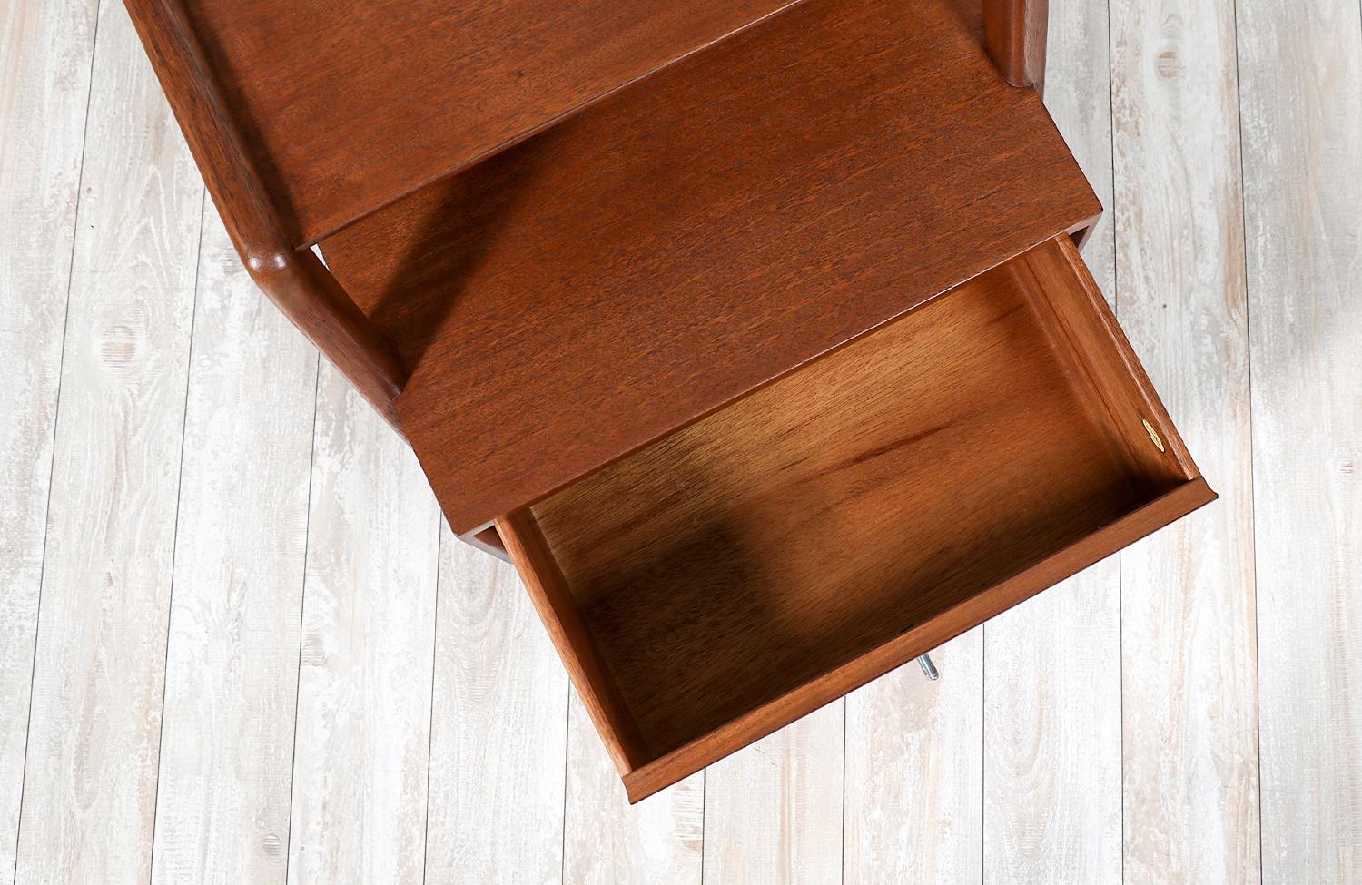 Mid-20th Century Expertly Restored - John Keal Two-Tier Night Stand for Brown Saltman For Sale
