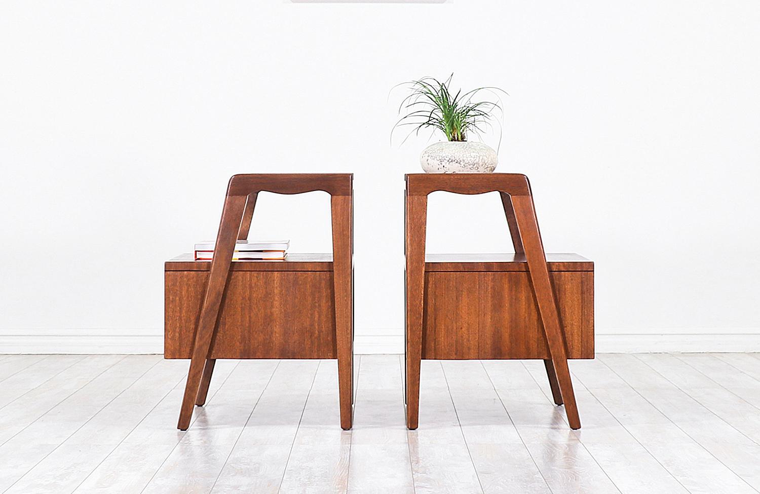 Stained John Keal Two-Tier Nightstands for Brown Saltman