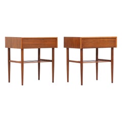 John Keal Two-Tier Walnut Nightstands for Brown Saltman