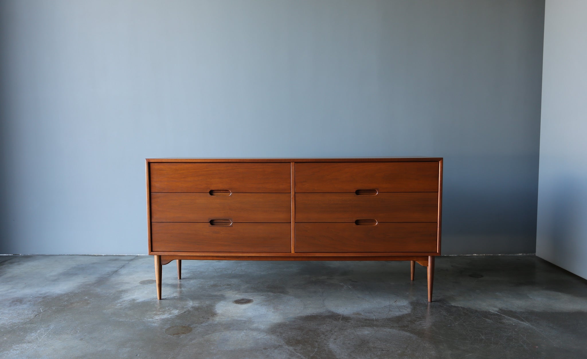 John Keal Walnut Dresser for Brown Saltman,  California, c.1960.  This piece has been professionally restored.  