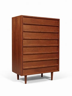 Appena rifinito - Comò Highboy in noce John Keal per Brown Saltman