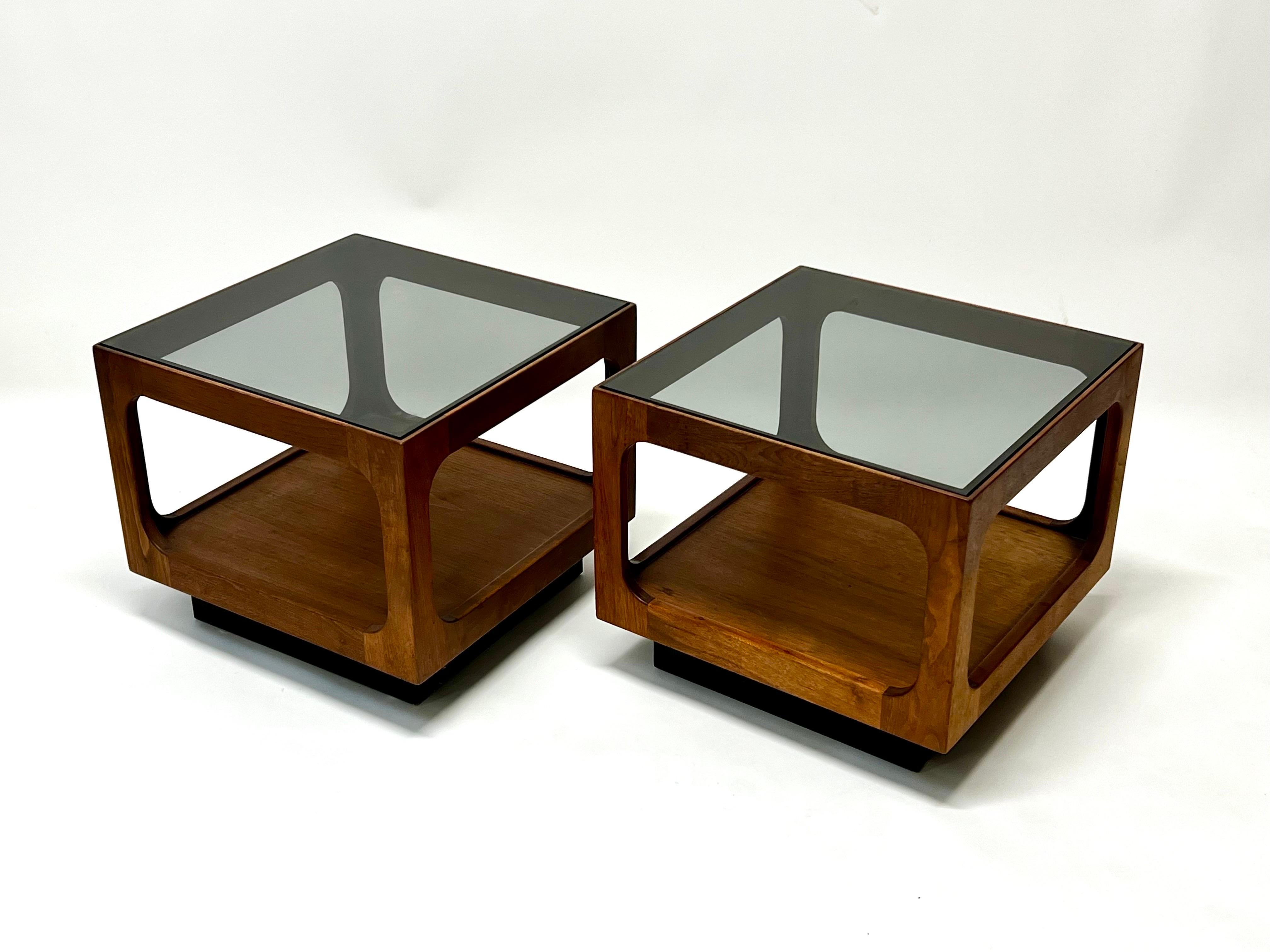 Mid-Century Modern John Keal Walnut Side Tables for Brown Saltman c1960s