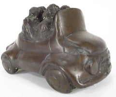 Vintage Automobile Bronze Sculpture Car, John Kearney Auto Toy Art Chicago Modernist 