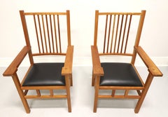 JOHN KELLY Black Cherry & Leather Spindle Armchairs J1 Series J-02B - Pair