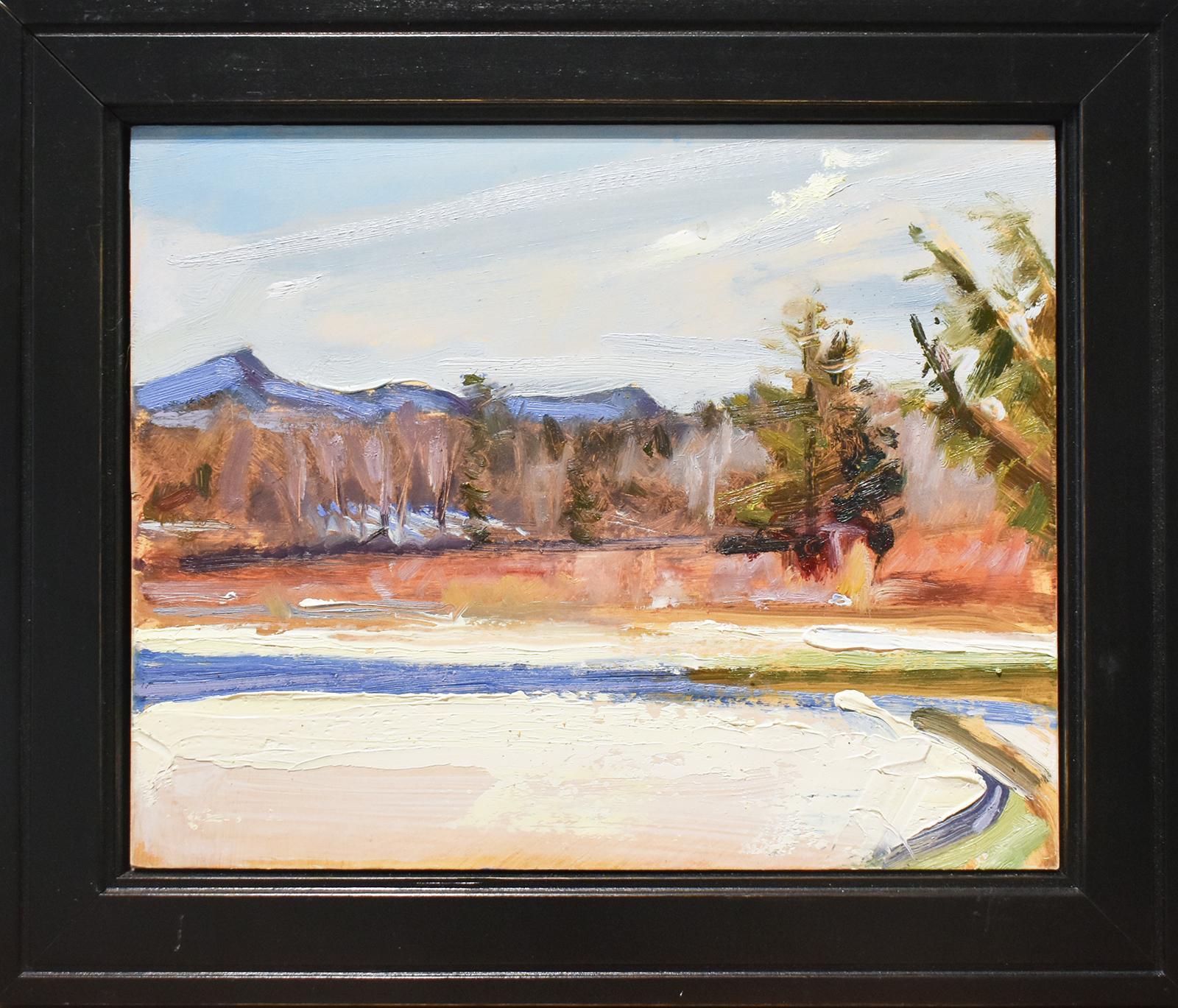Fall Snowfall: Impressionist Style En Plein Air Landscape Painting, Framed