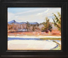 Nevicata autunnale: Pittura di paesaggio en plein air in stile impressionista, incorniciata