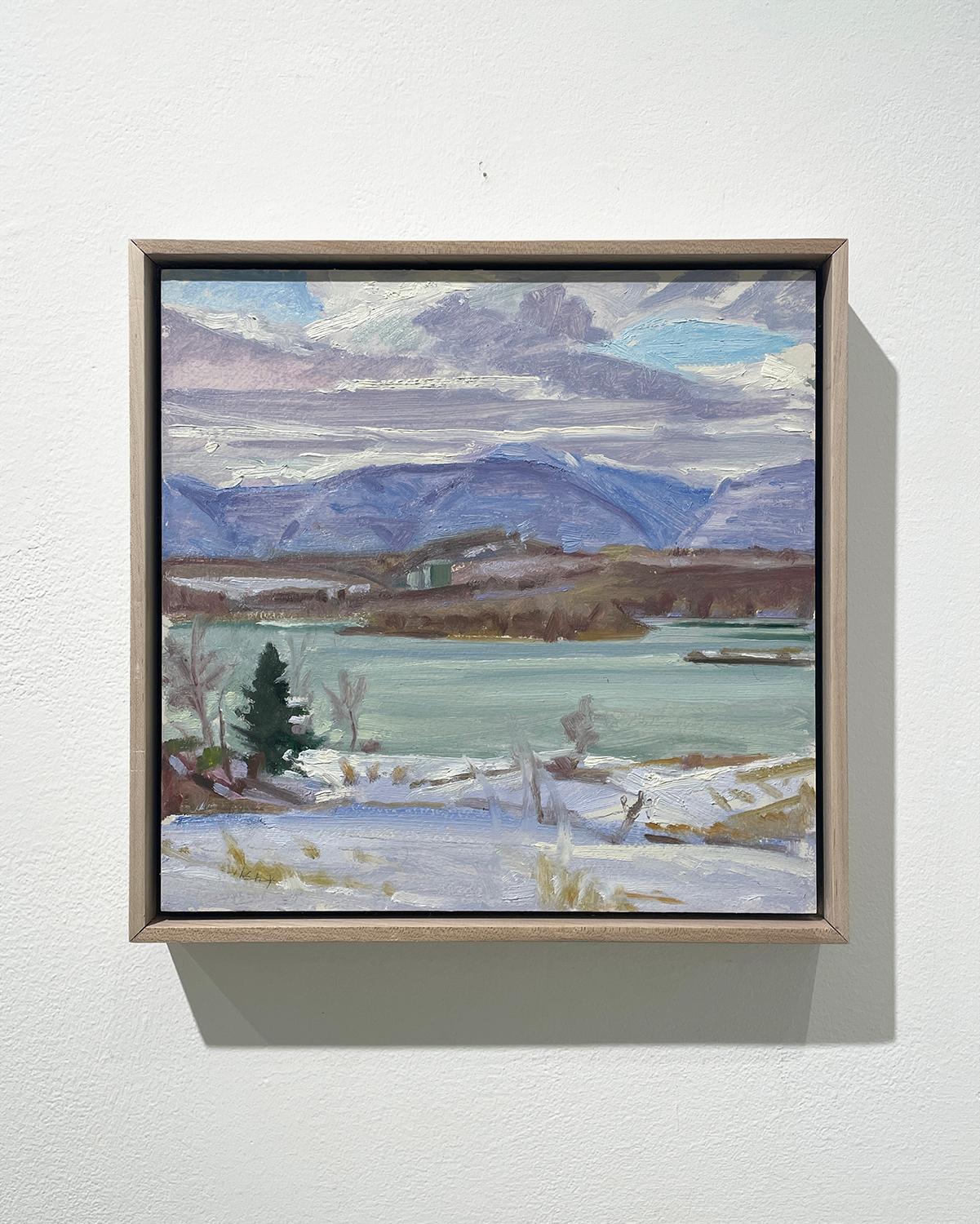 Gestural, en plein air winter landscape painting of the Hudson River Valley and Catskill Mountains
Painted in January of 2024, by Hudson Valley based artist, John Kelly
oil on panel, signed on verso
10 x 10 inches / 11 x 11.5 inches framed

The