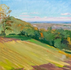 Hudson From Olana : Peinture de paysage de la vallée de l'Hudson de style impressionniste:: encadrée