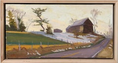 Signs of Spring: Plein Air Impressionist Painting of Barn in Country Landscape 