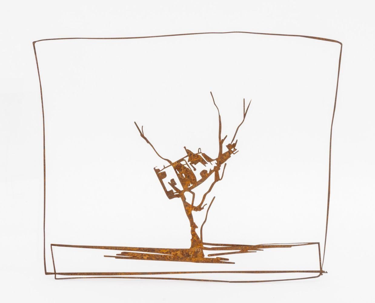 Figurative Sculpture de John Kelly - "Cow Up a Tree"