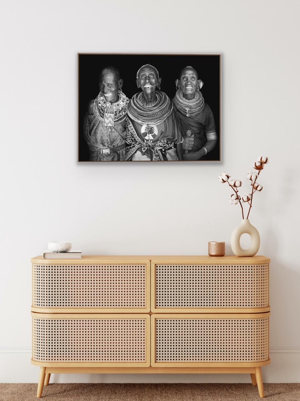 An age of joy - Portrait by John Kenny. BW photo of three old African women For Sale 2