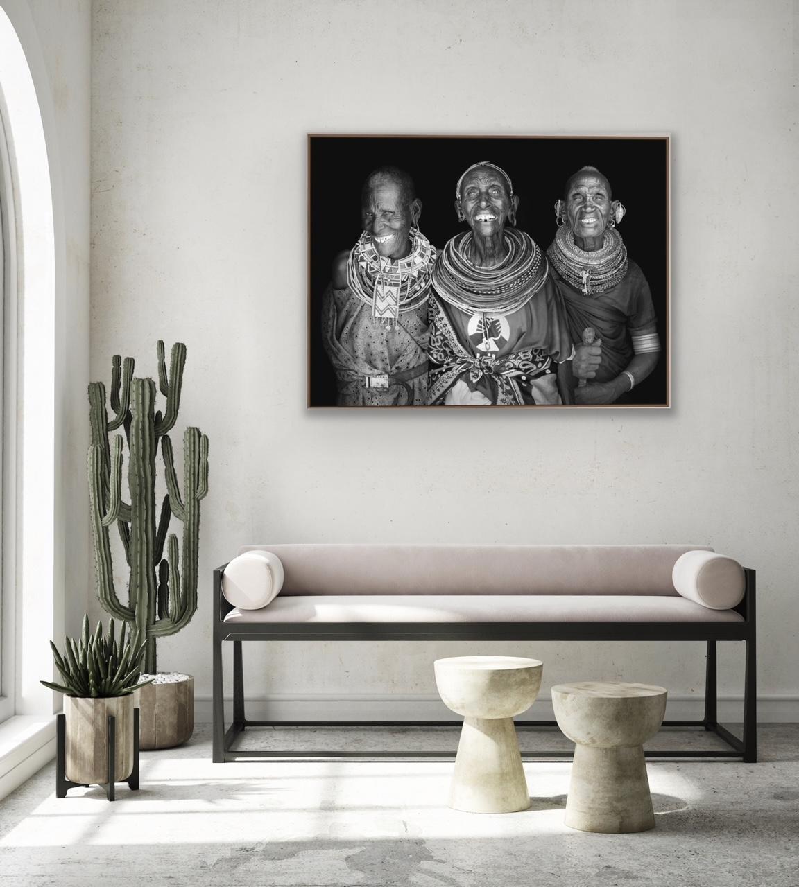 An age of joy - Portrait by John Kenny. BW photo of three old African women For Sale 3