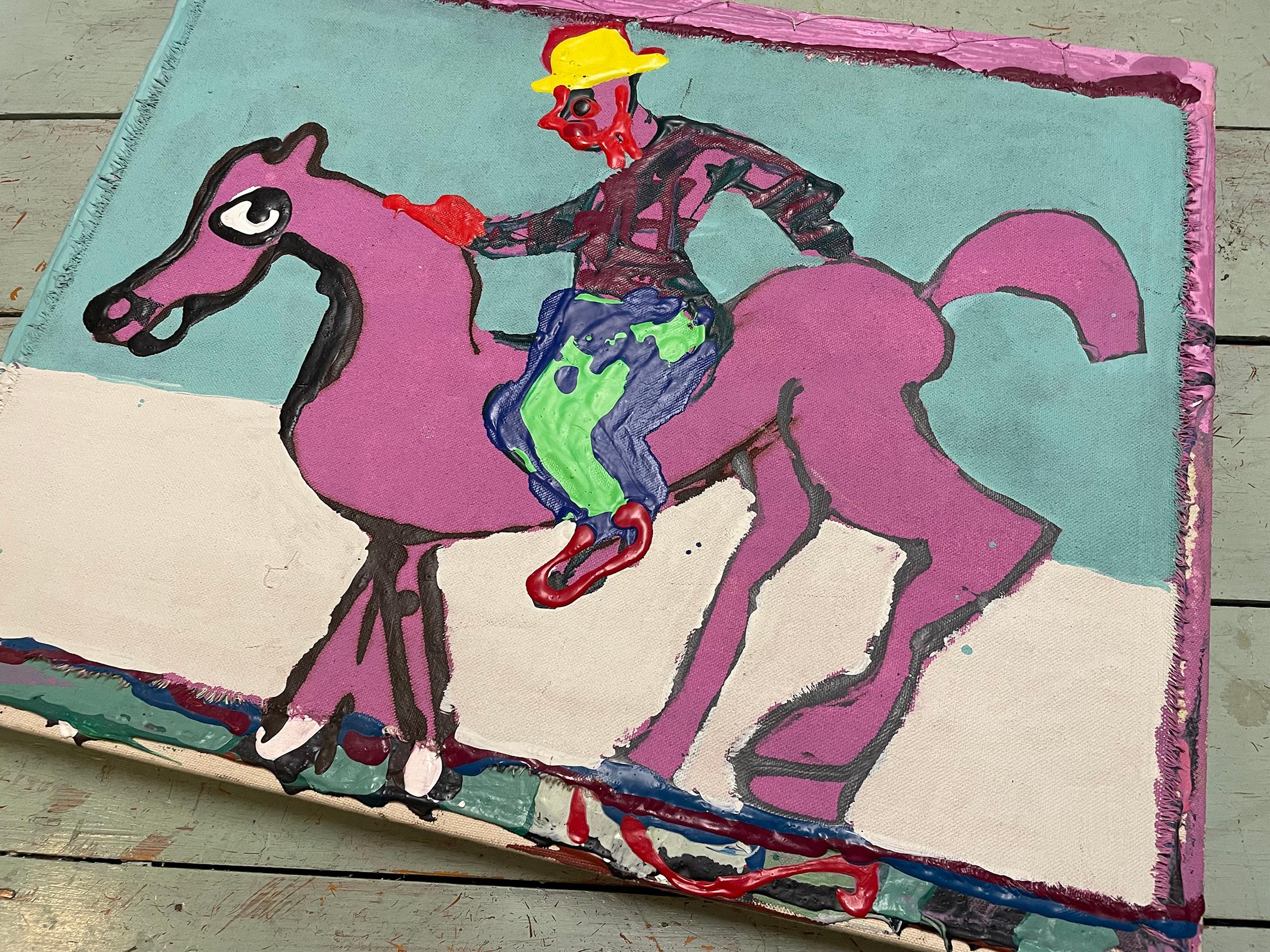 Purple Horse - Painting by John Kiki