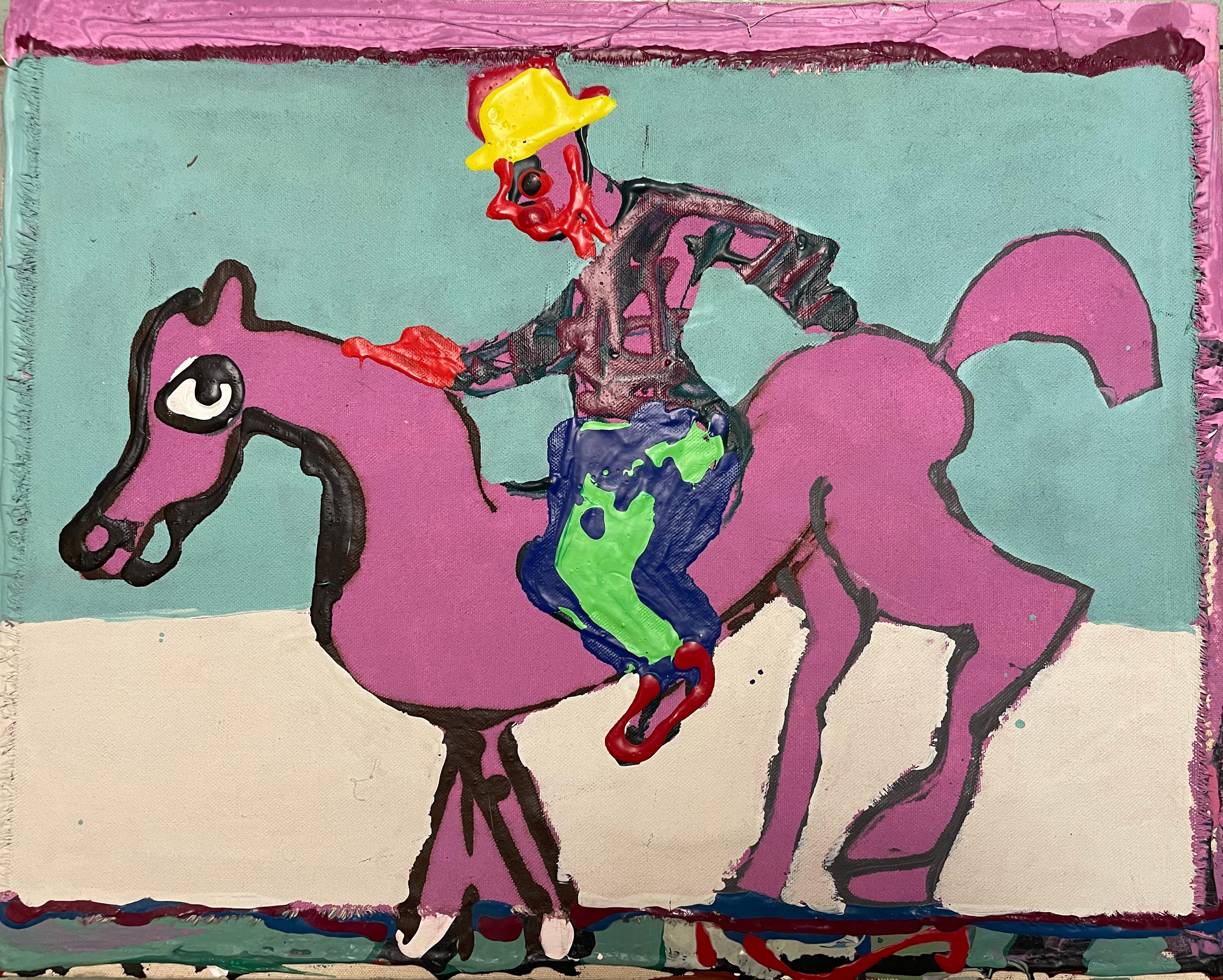 John Kiki Figurative Painting - Purple Horse