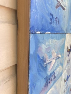 30 planes landing into Burbank Airport, Painting, Oil on Canvas