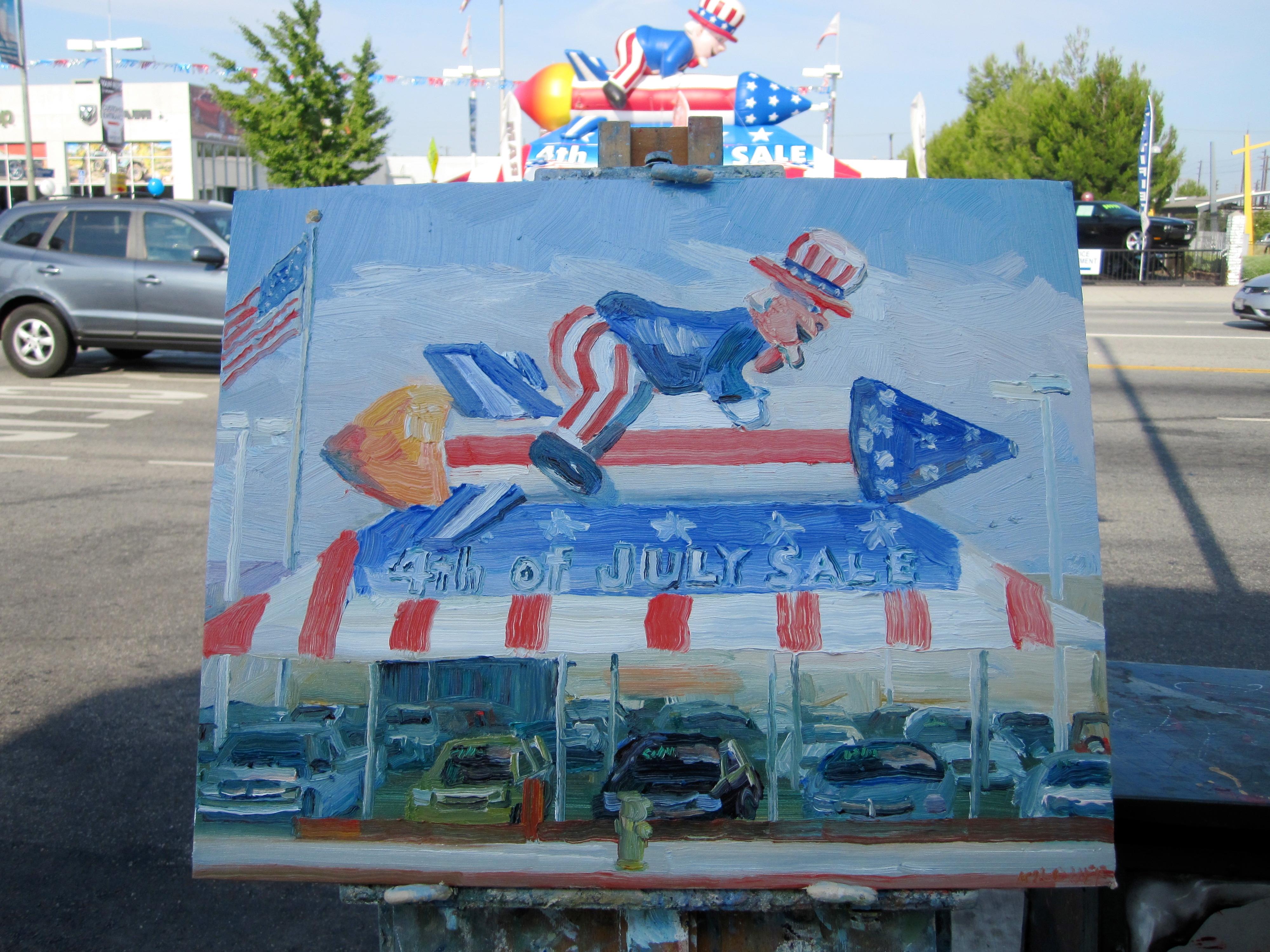 This painting was painted on location (plein air) in front of a car dealership on Van Nuys Blvd in Los Angeles, California.  :: Painting :: Americana :: This piece comes with an official certificate of authenticity signed by the artist :: Ready to