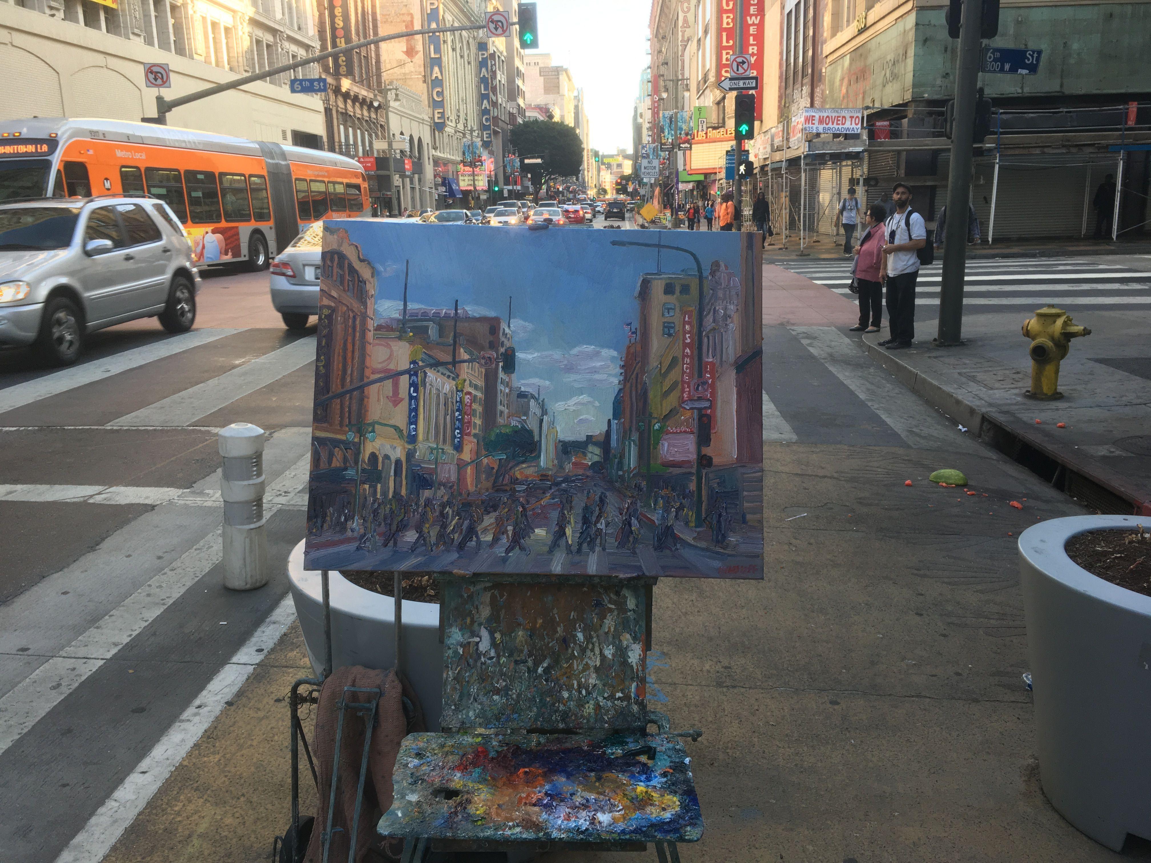 5th and Broadway, Painting, Oil on Canvas For Sale 3