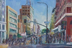 5th and Broadway, Painting, Oil on Canvas