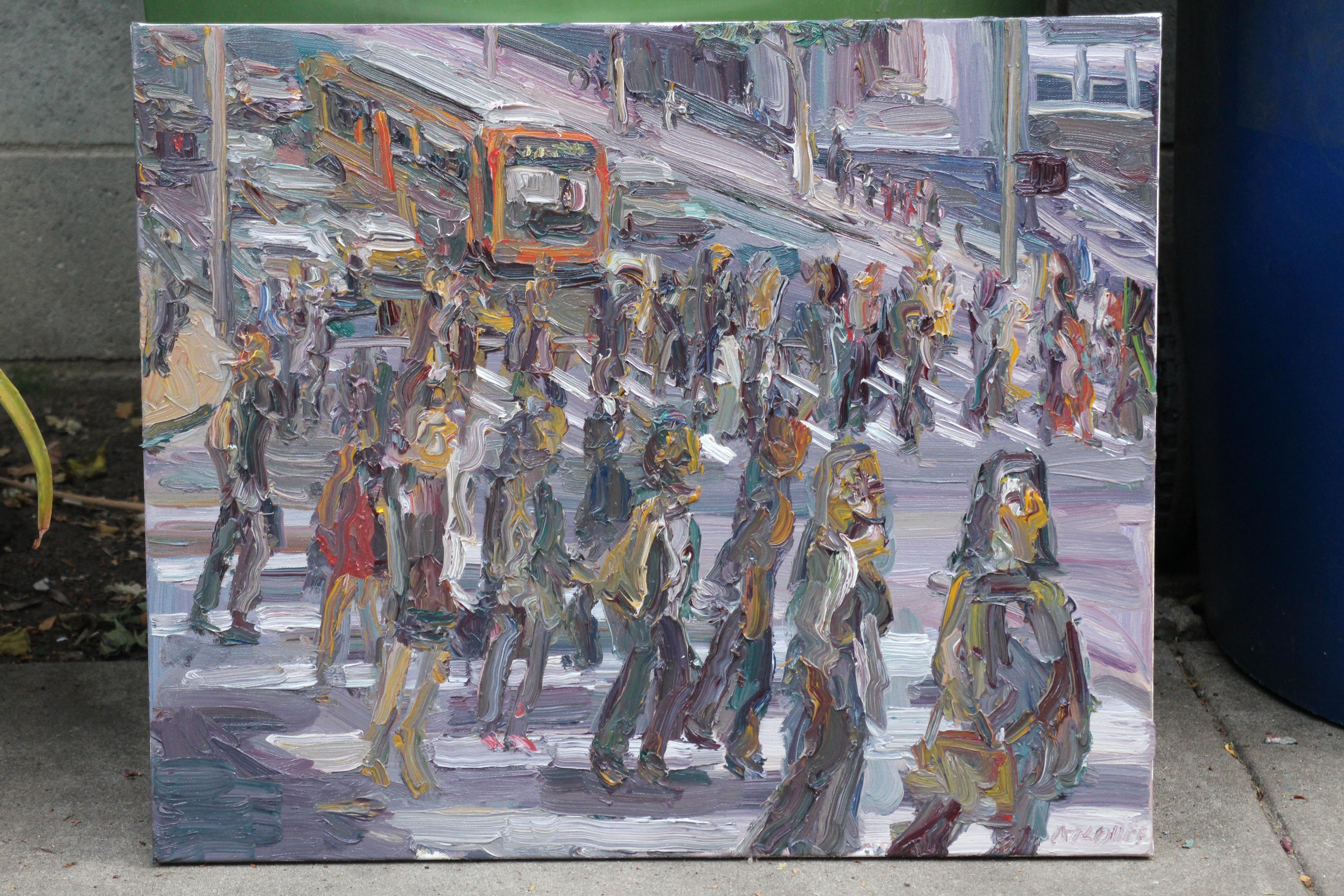 5th and Grand, Painting, Oil on Canvas For Sale 1