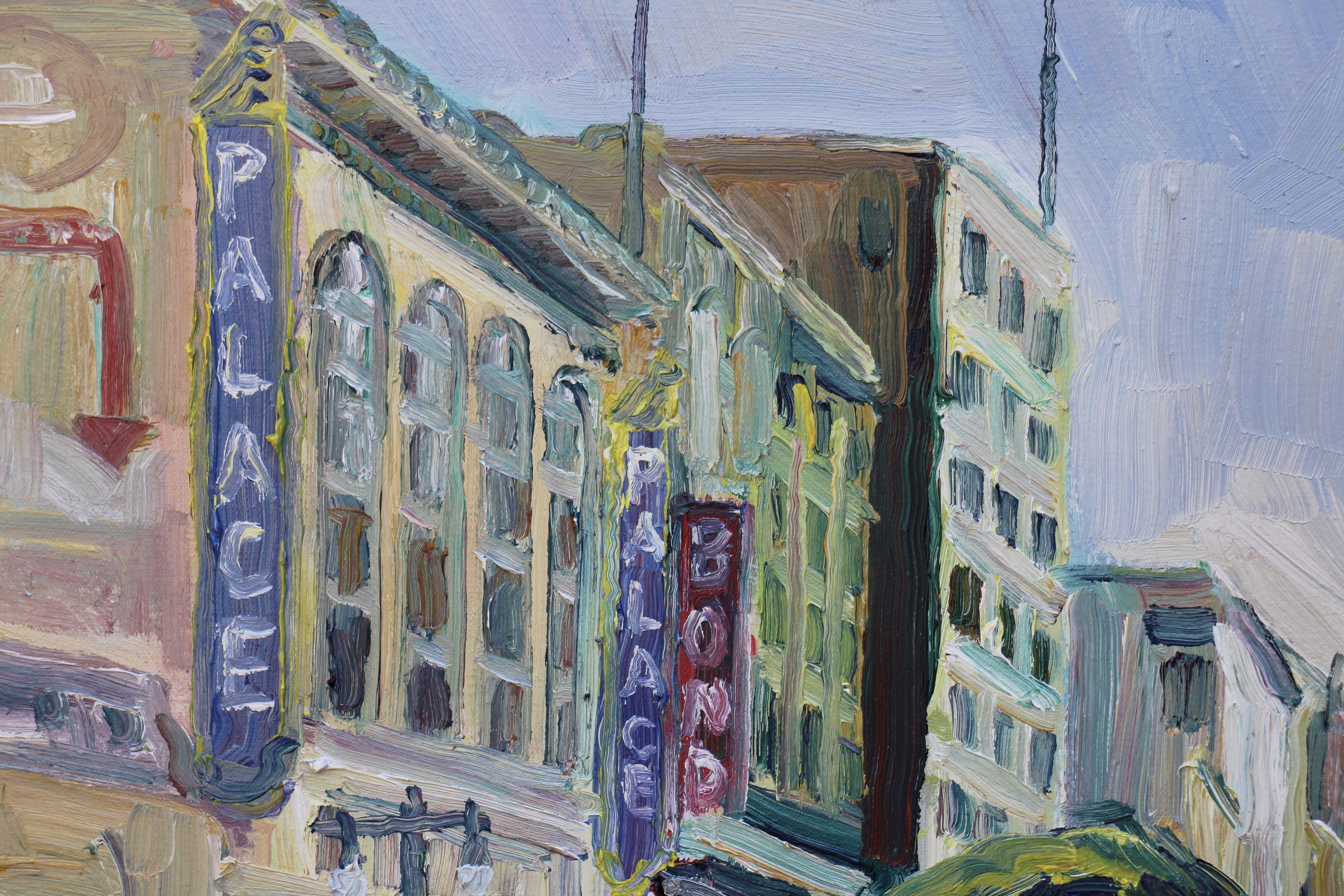 6th and Broadway, Painting, Oil on Canvas For Sale 1