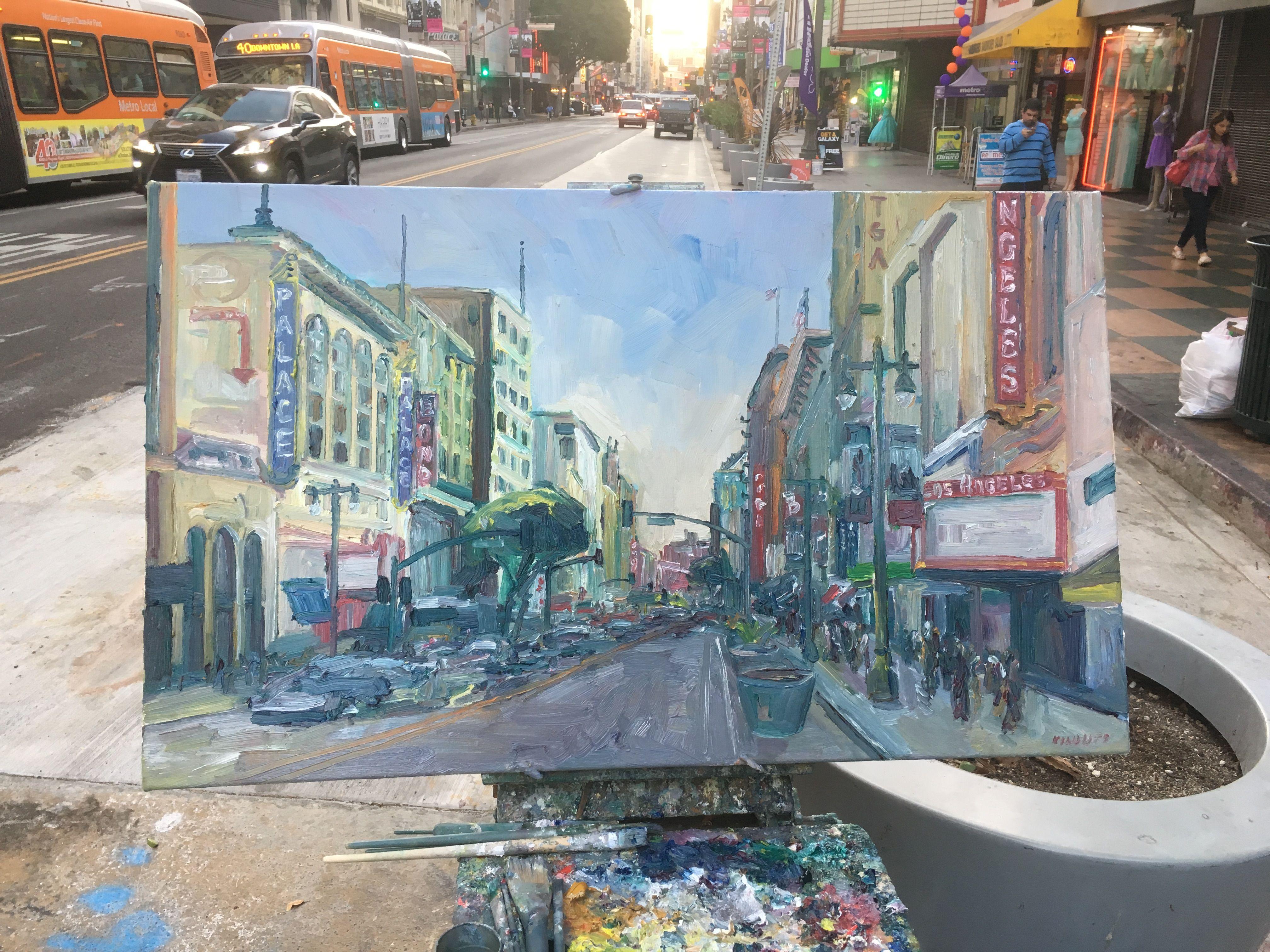6th and Broadway, Painting, Oil on Canvas For Sale 4