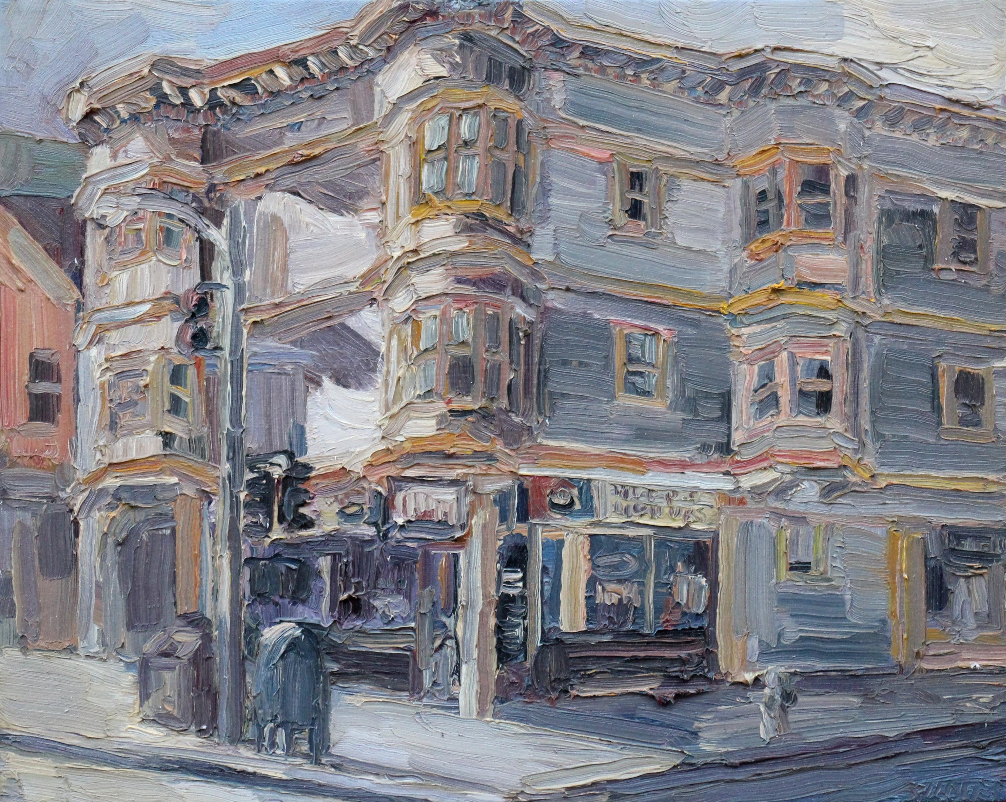 Plein air painting painted on the corner of 6th and California in San Fransisco, California. :: Painting :: Impressionist :: This piece comes with an official certificate of authenticity signed by the artist :: Ready to Hang: No :: Signed: Yes ::