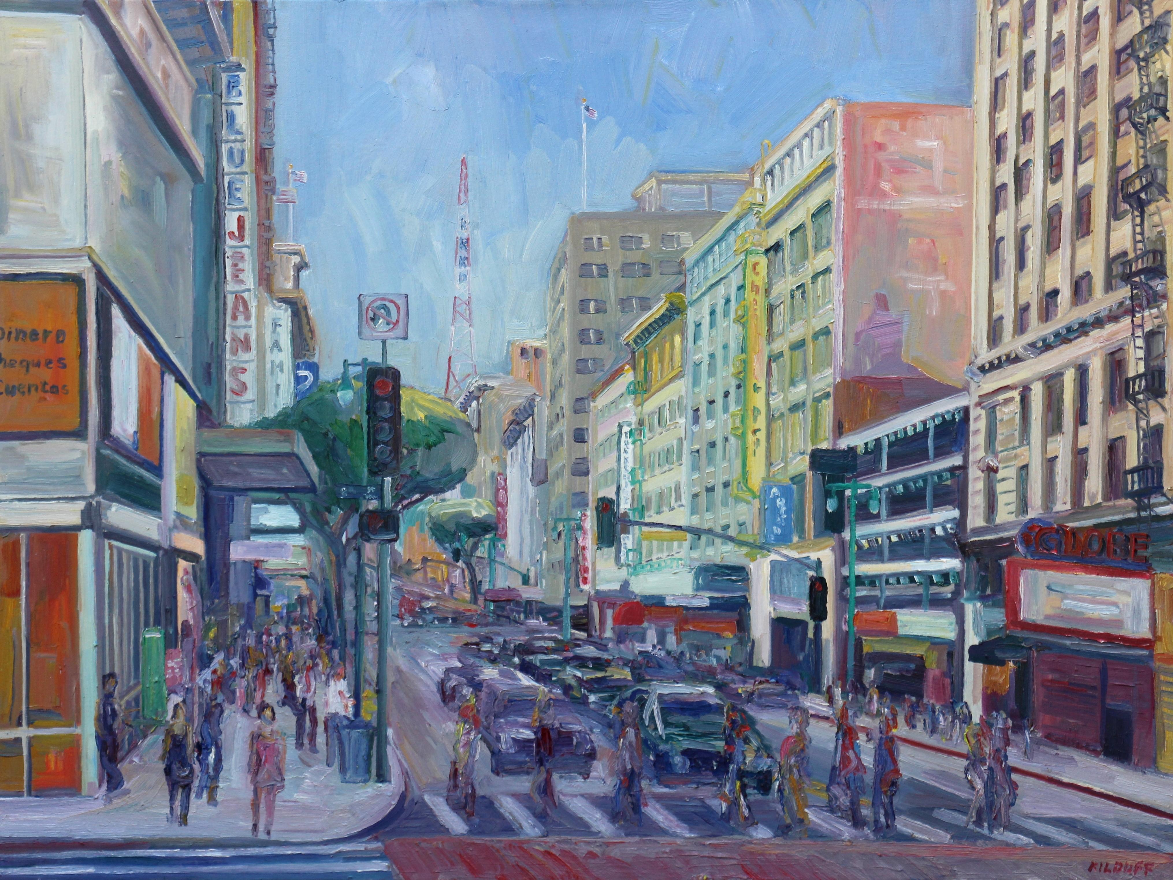 8th & Broadway, Los Angeles, Painting, Oil on Canvas