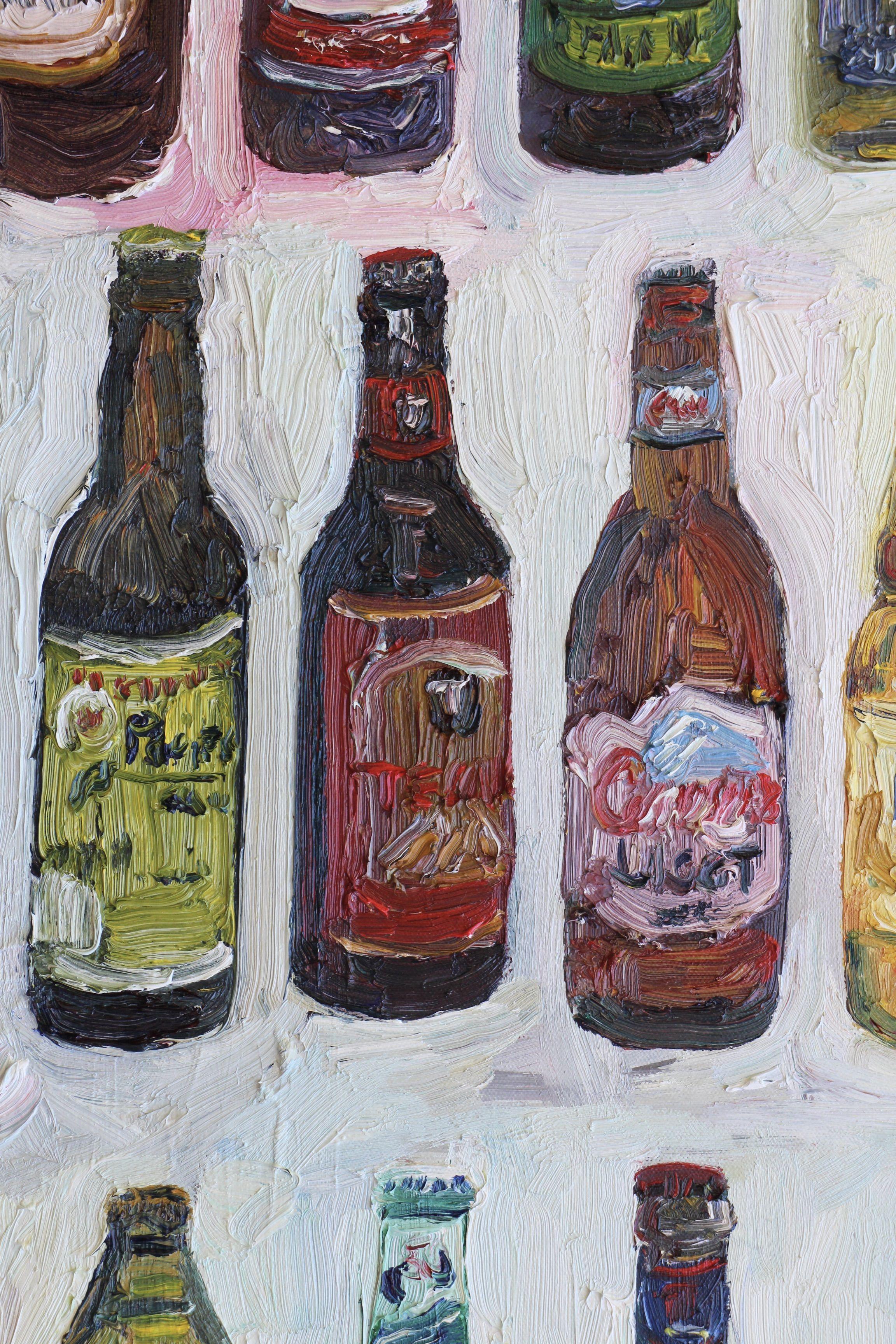 99 bottles of beer on the wall, 99 bottles of beer... you take one down, pass it around.... 98 bottles of beer on the wall.... 98 bottles of beer on the wall, etc, etc, etc.   :: Painting :: Contemporary :: This piece comes with an official
