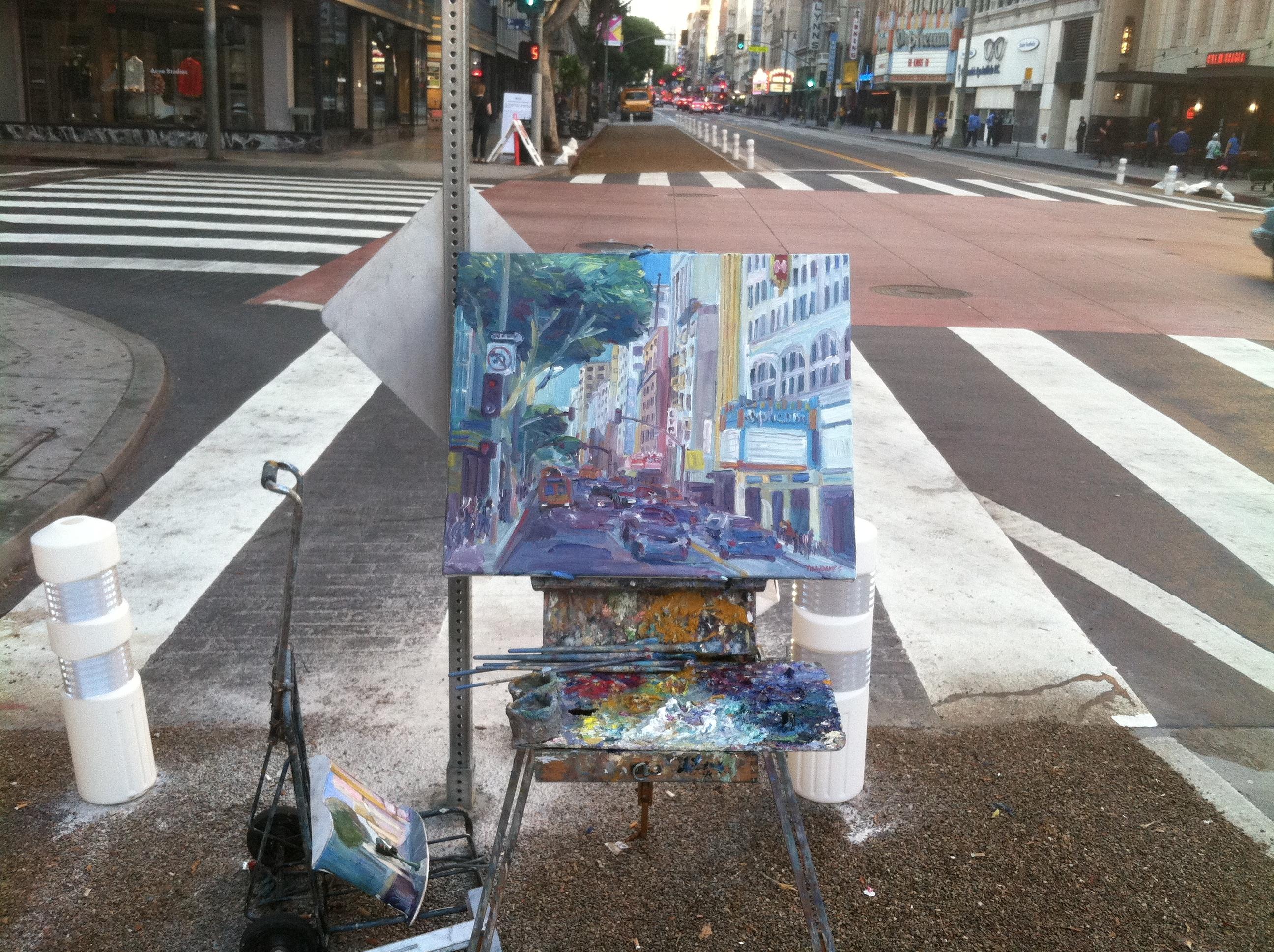 9th & Broadway, Painting, Oil on Canvas For Sale 1