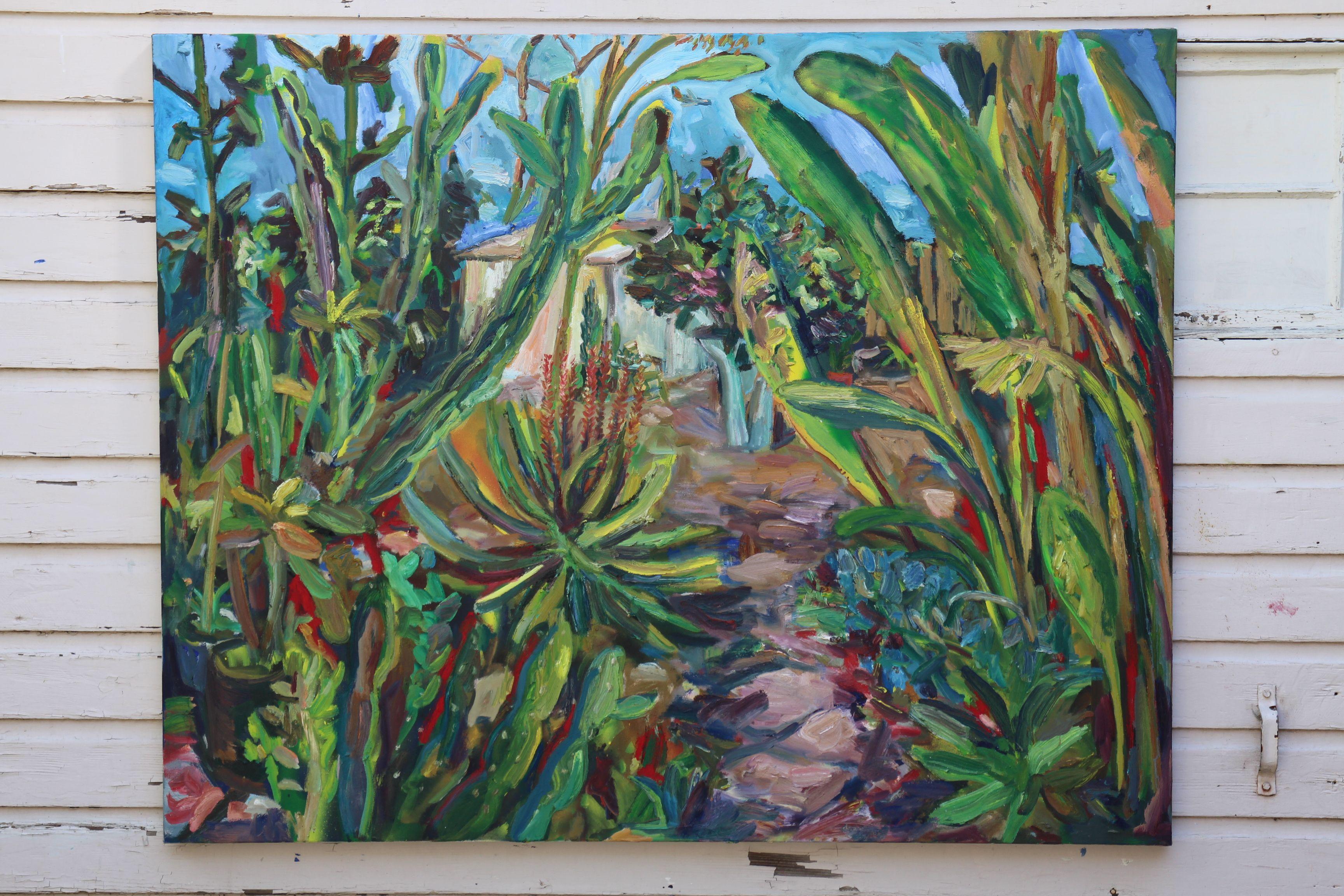 Giardino del cortile, Pittura, Olio su tela - Painting Impressionismo di John Kilduff