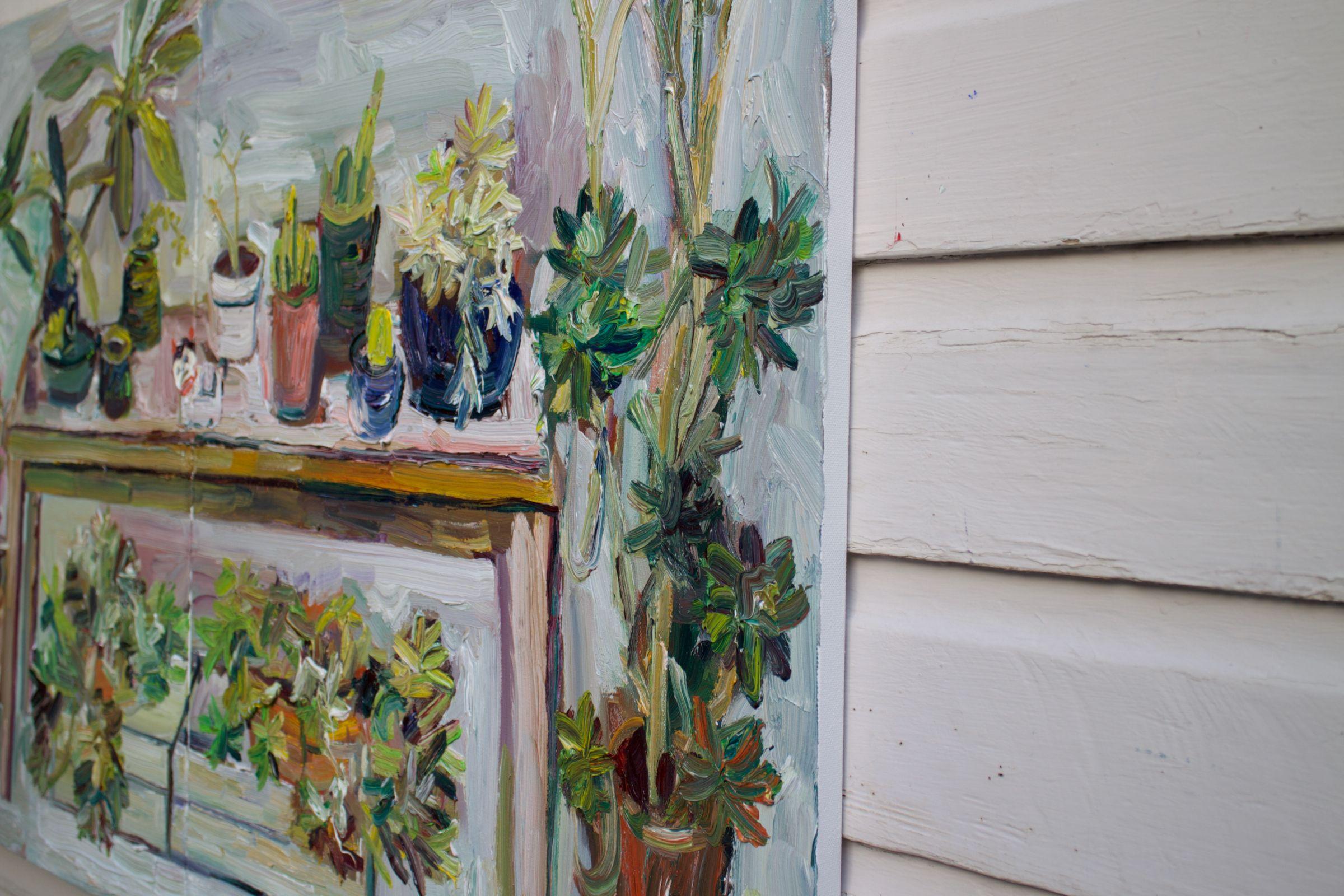 Backyard garden, Painting, Oil on Canvas For Sale 2